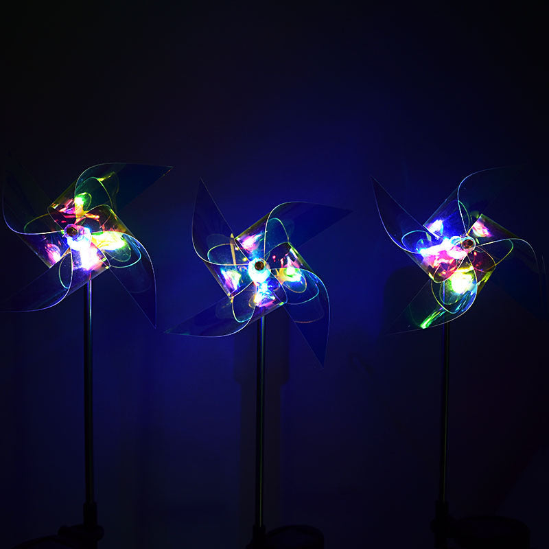 LED Solar Laser Magic Color Windmill Ground Plug Lamp Household