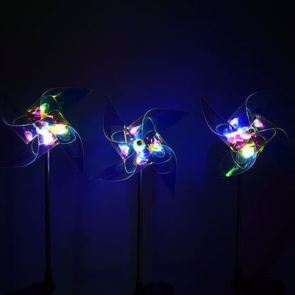 LED Solar Laser Magic Color Windmill Ground Plug Lamp Household