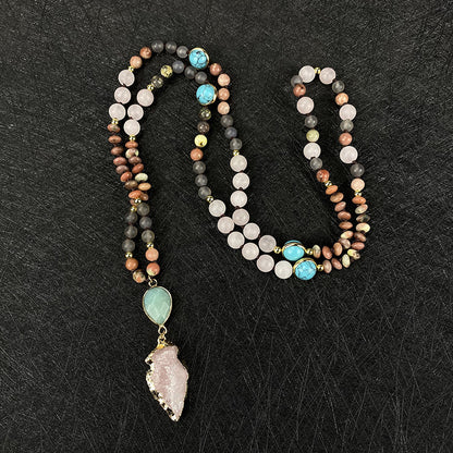 Natural Stone Powder Arrow String Necklace