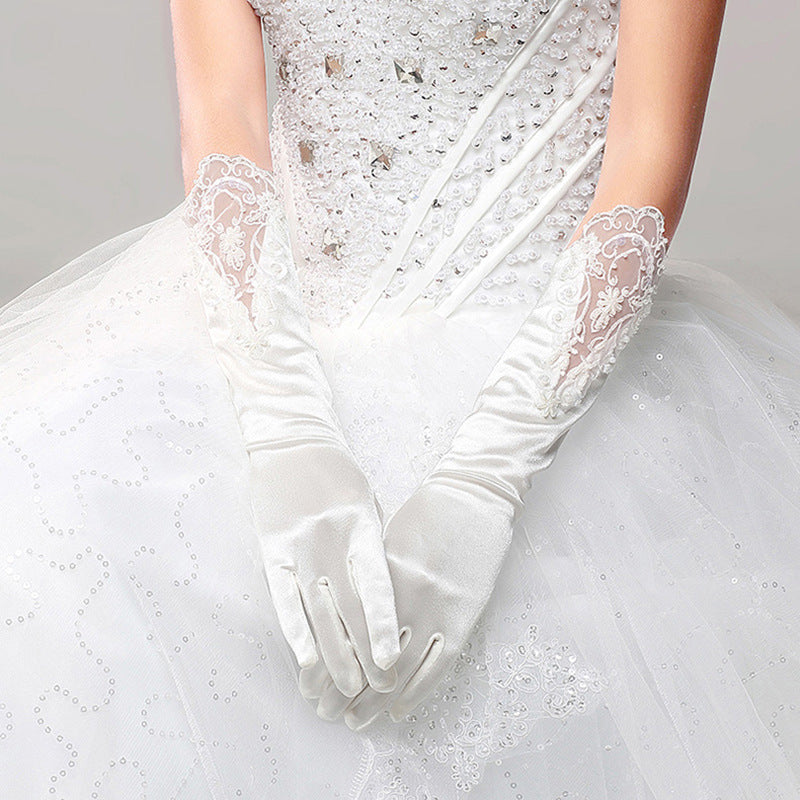 Wedding Mid-length Finger Cuff Laminate Etiquette Gloves