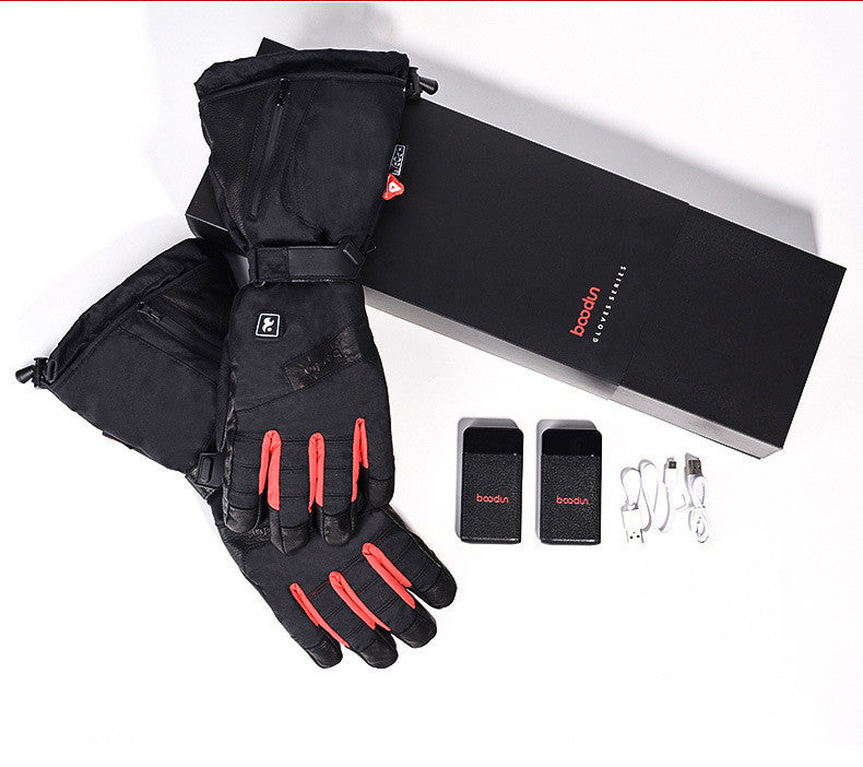 Winter Constant Temperature Ski Heating Sheepskin Gloves
