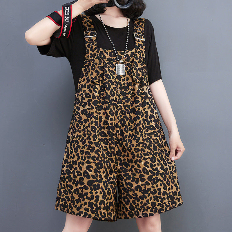 Plus Size Women's New Leopard Print Overalls Women