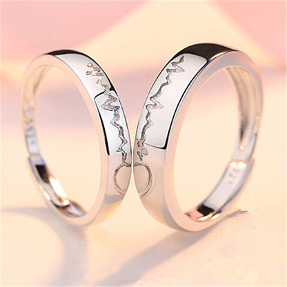 New Product Love Electrocardiogram Ring Love Ripple Ring Simple Japanese And Korean Style For Your Heartbeat Ring Douyin Same Style