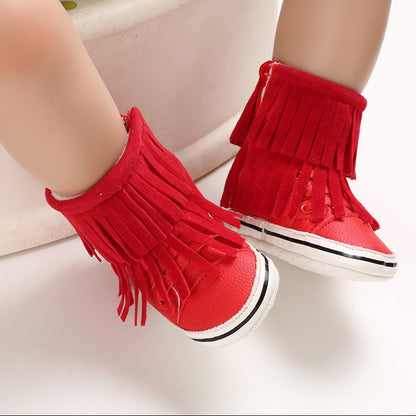 PU Tassel Snow Boots Warm Baby Shoes