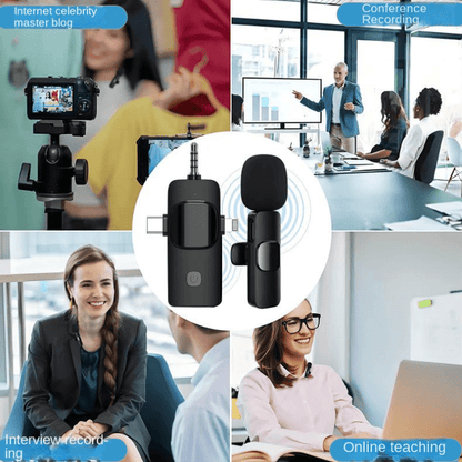 Wireless Lavalier Microphone For IPhone - Android Phone Camera Computer Laptop Dual Wireless Lavalier Microphone - 2.4G Ultra-low Latency, Corded, Plug & Play, Noise Cancellation