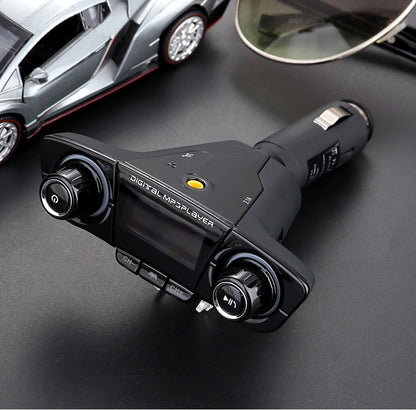 Dual-head Car Bluetooth Mp3 Dual-knobs, Cool Lights, Large-screen Display