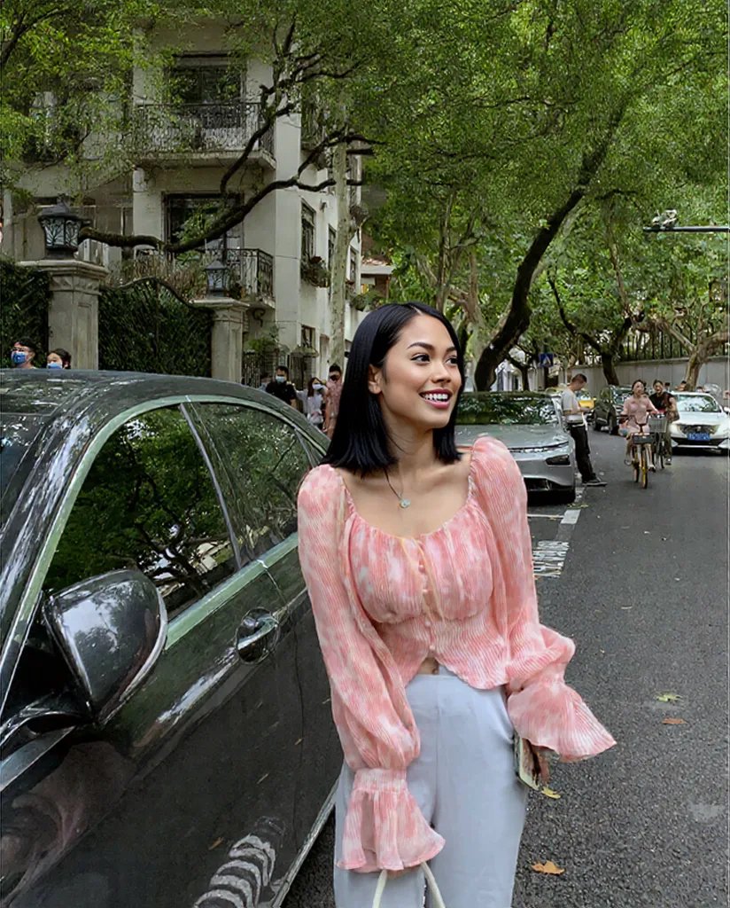 Women's Plus Size Flared Sleeve Off Shoulder Pleated Chiffon Shirt