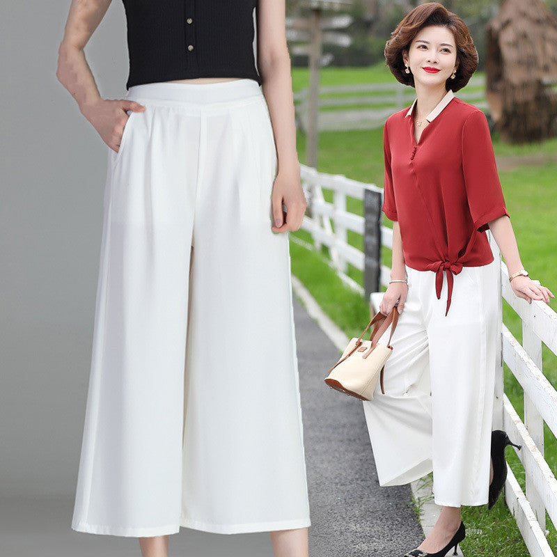 Solid Color Wide Leg Pants Large Size High Waist Casual