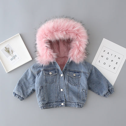 Winter Cashmere Denim Jacket For Children
