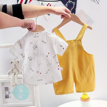 Ins Cute Print Smiley Face Strap Set Children's Set