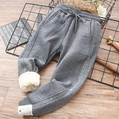 Cotton Sweatpants Big Autumn And Winter Children's All-in-one Fleece Cotton Pants