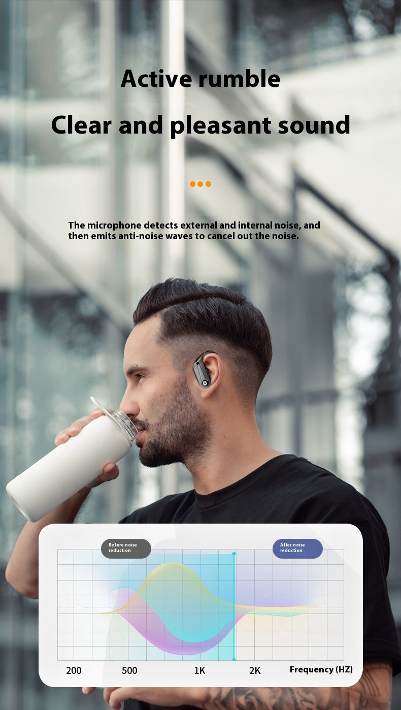 Wireless Bluetooth Headset Large Power Hanging Ear Noise Reduction