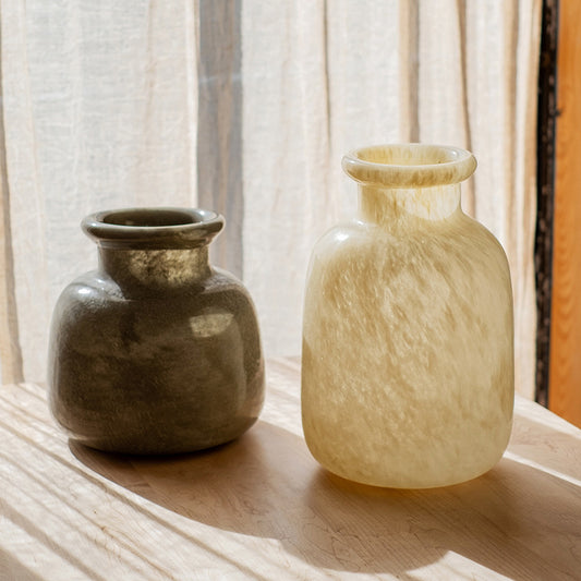 Frosted Matte Light Luxury Glass Large Vase