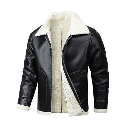 Fleece Lined Extra Thick Leather And Fur Jacket