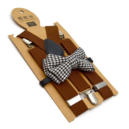 New Children's Suspender Printed Bow Tie Set