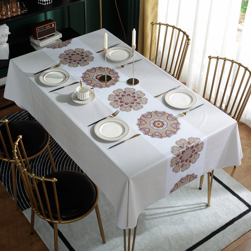 Printed Check Thickened Round Table Wash Free