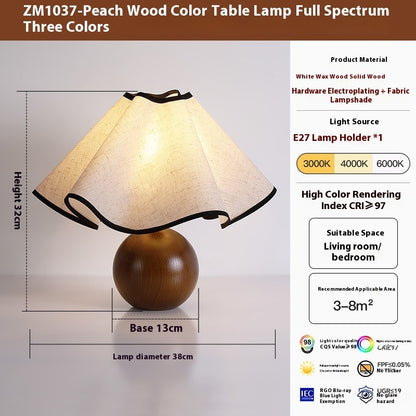 Retro Solid Wood Table Lamp Walnut Creative Petal Bedroom