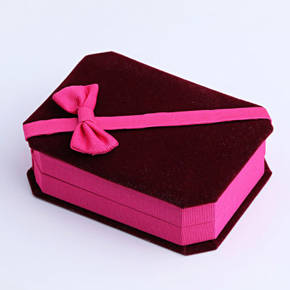 Bowknot Necklace Couple Ring Gift Box