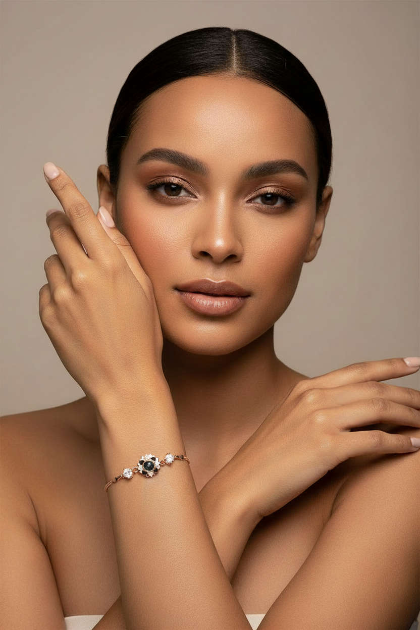 Elegant Woman with Clean Rose Gold Bracelet