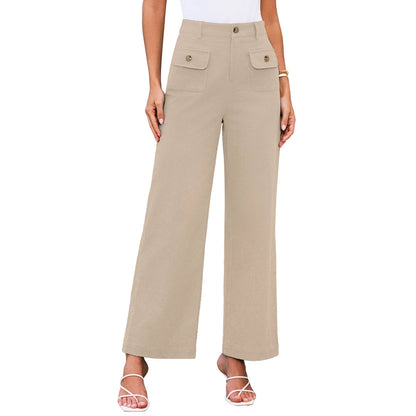 Women's High Waist Wide Leg Pants Stretch Casual Pants