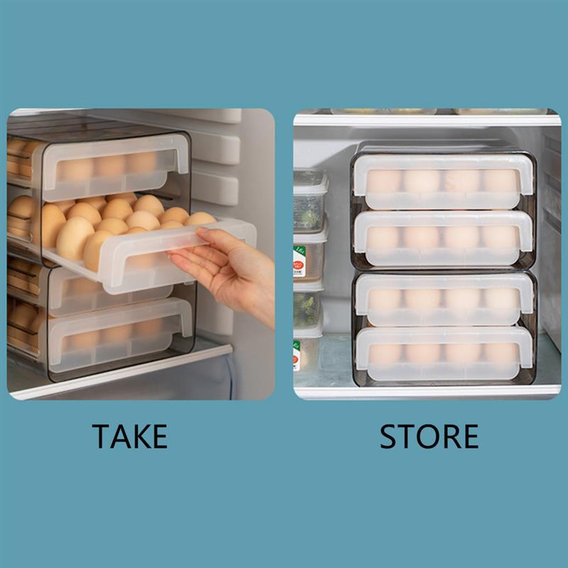 Double-layer Drawer Storage Box Transparent Egg Rack Support