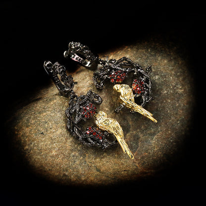 Plant Animal Parrot Closed Ring Plated Two-color