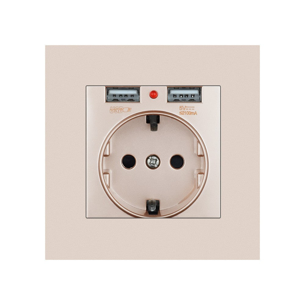 German Type Socket Wall Power Socket With Dual USB