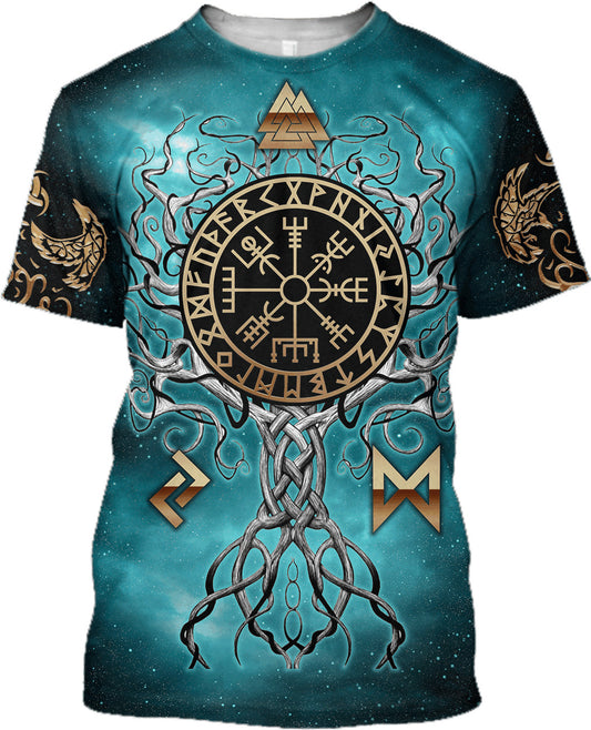 Viking Tattoo Printing Short Sleeve 3d Digital Printing T-shirt Men's Customization