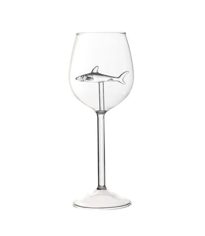 Red Wine Glasses with Shark Inside Goblet Glass Lead-Free Clear Glass for Home Bar Party HFing