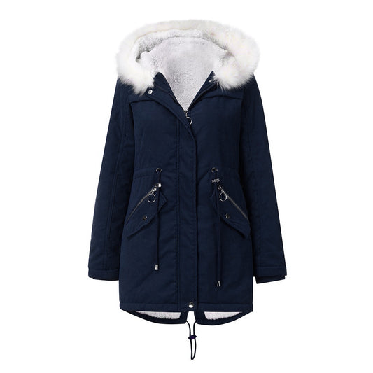 Women's Cotton-padded Coat White Fur Collar Parka