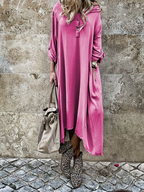 Plus Size Boho Long Sleeve Women's Hooded Dress