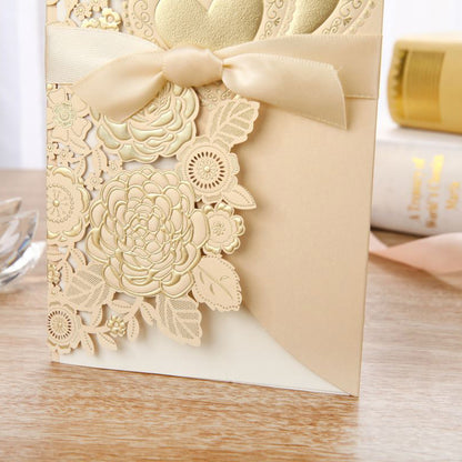 Embossed Vertical Ribbon Wedding Invitation Invitation