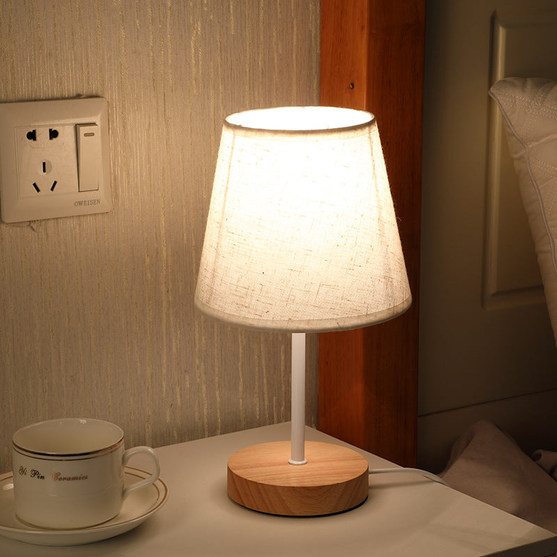 Solid Wood Fabric Decorative Table Lamp Bedroom