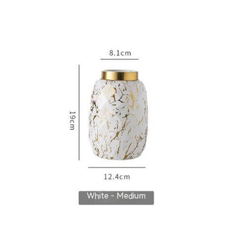 Simple And Modern Gold-painted Light Luxury Living Room Ceramic Vase