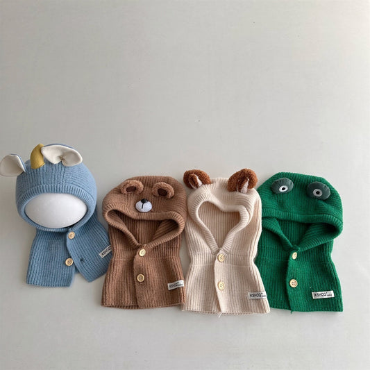 Children's Hat Scarf Integrated Winter Ins