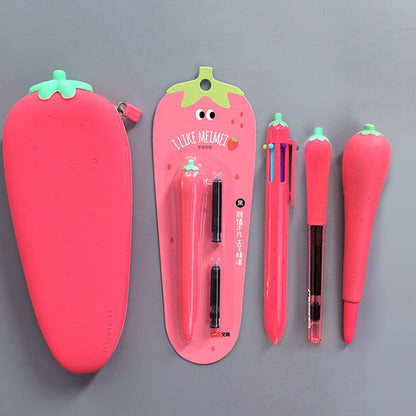 Silicone Pencil Bag Student Cute Plush Storage Bag