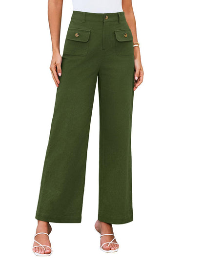 Women's High Waist Wide Leg Pants Stretch Casual Pants