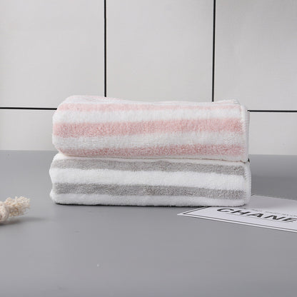 Fashion Coral Fleece Striped Towel Absorbent