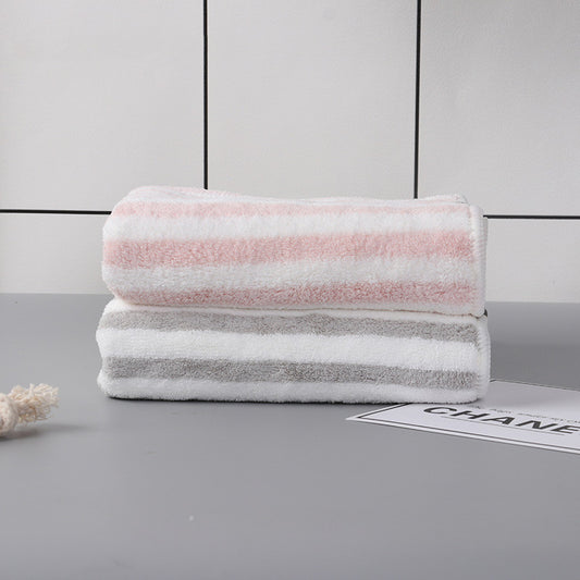 Fashion Coral Fleece Striped Towel Absorbent