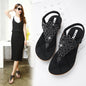 Japanese Sandals Summer Women Embroidered Thread Rhinestone Flat Shoes Large Size Flat Shoes - FLIPSTYLEZLLC