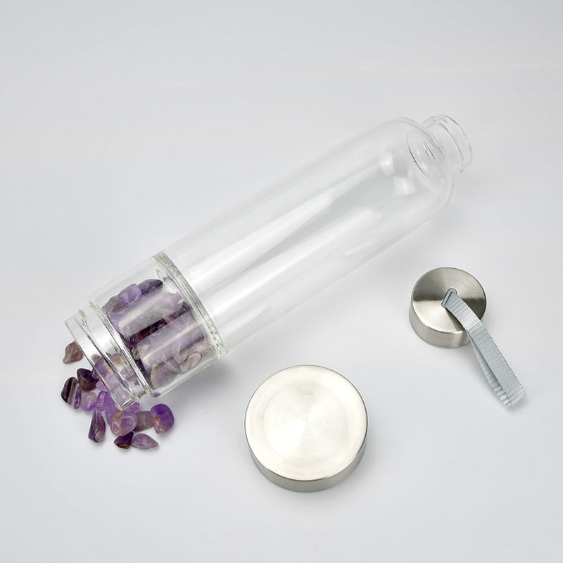 Glass Crystal Energy Stone Spa Cup Portable Outdoor Large Capacity