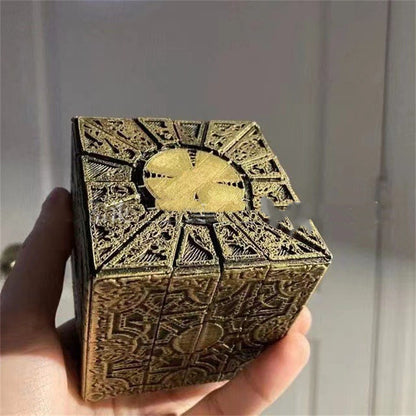 Aether-Lock Enigma Cube: Antique Gold Filigree Mechanical Puzzle Box | Intricate Gothic 3D Logic Brain Teaser & Occult Horror Prop Replica