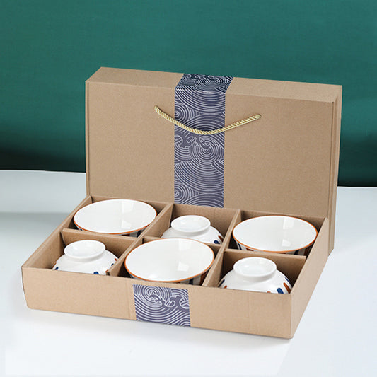 Japanese Blue And White Porcelain Bowl Gift Box