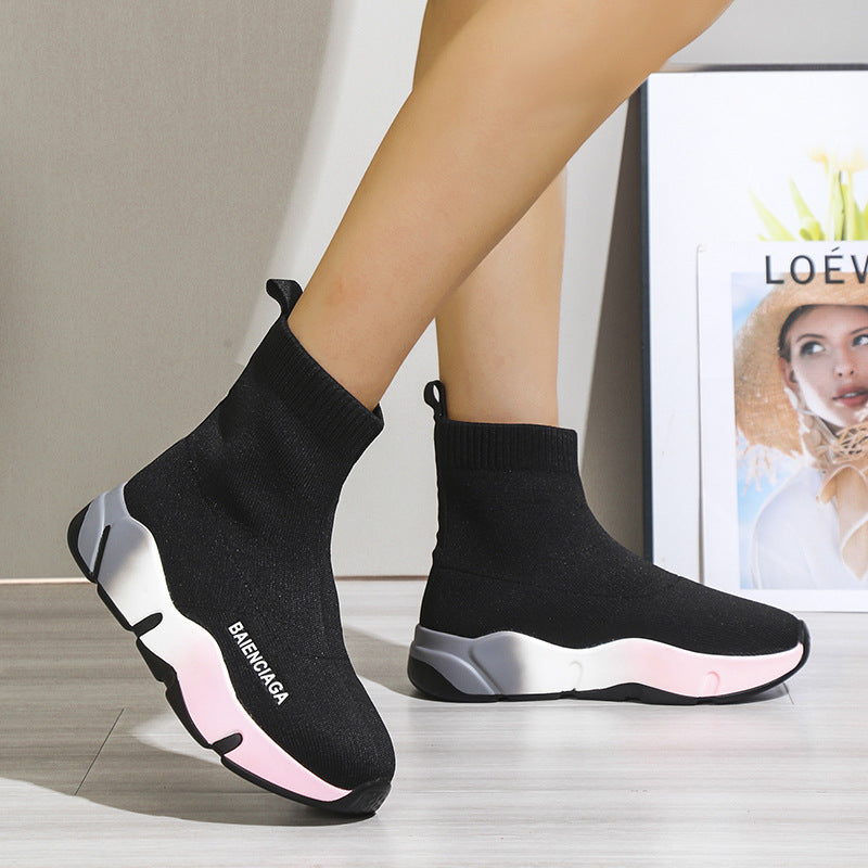 Black Sock Boots For Women Platform Shoes - FLIPSTYLEZLLC