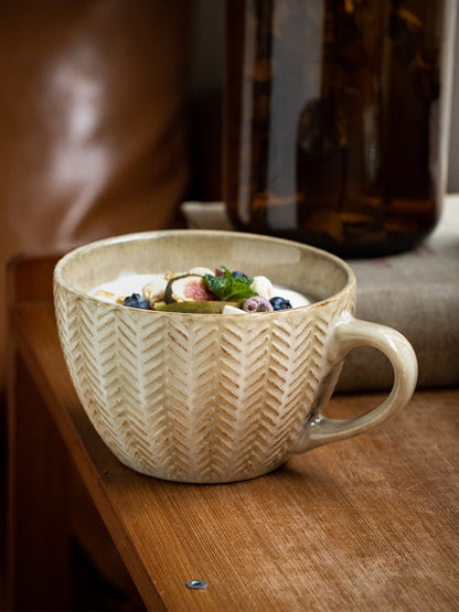 Retro Relief Breakfast Cup With Subtle Flaws