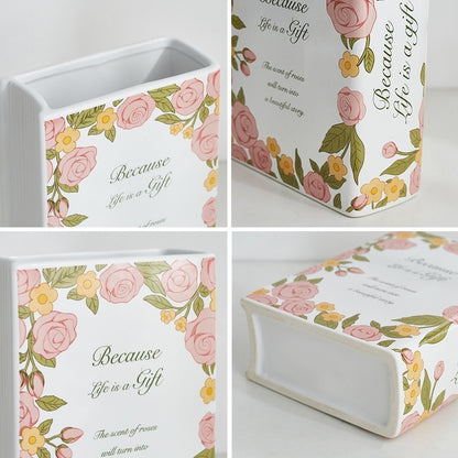 Creative Modern And Simple Ceramic Book Vase Decoration Crafts