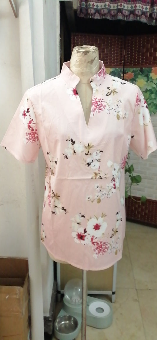 Ladies Plus Size Printed Short Sleeve Shirt Tops