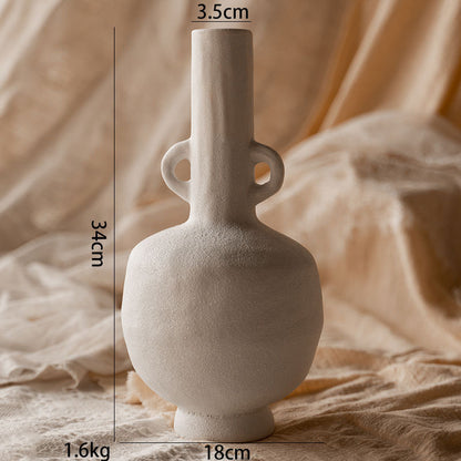 Creative Solitary Style Simple Ceramic Vase Living Room Dry Flower Arrangement Dining Table Bedroom Clay Pot Decoration Ornaments