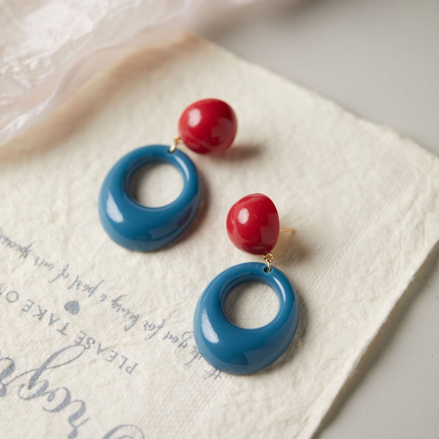 Retro Circle Contrast Color Ear Studs Exaggerated And Personalized