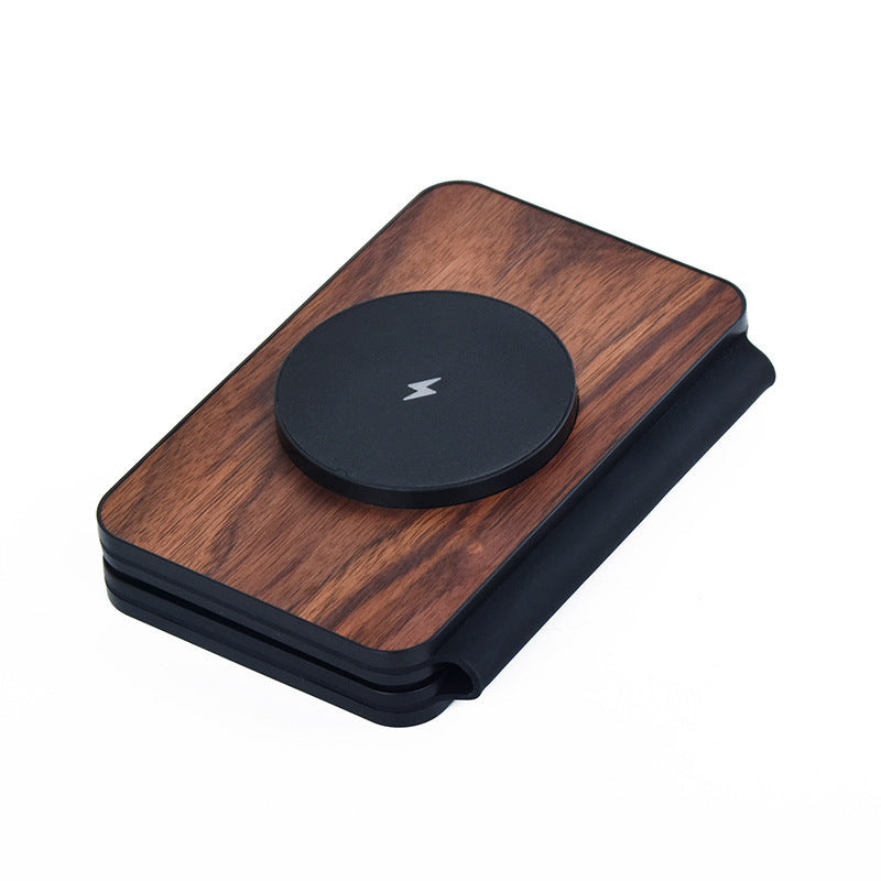 Three-in-one Walnut Magnetic Wireless Charger Portable Foldable Wireless Charger